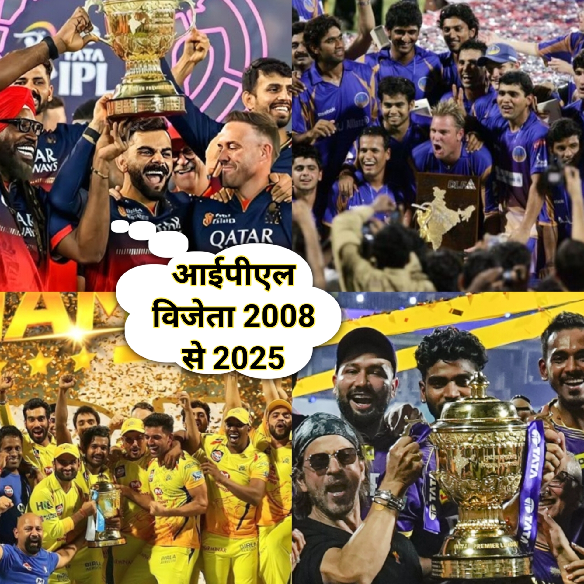 IPL Winner List 2008 to 2025 । आईपीएल का खिताब 2008 से 2025 तक जीतने वाली टीमें